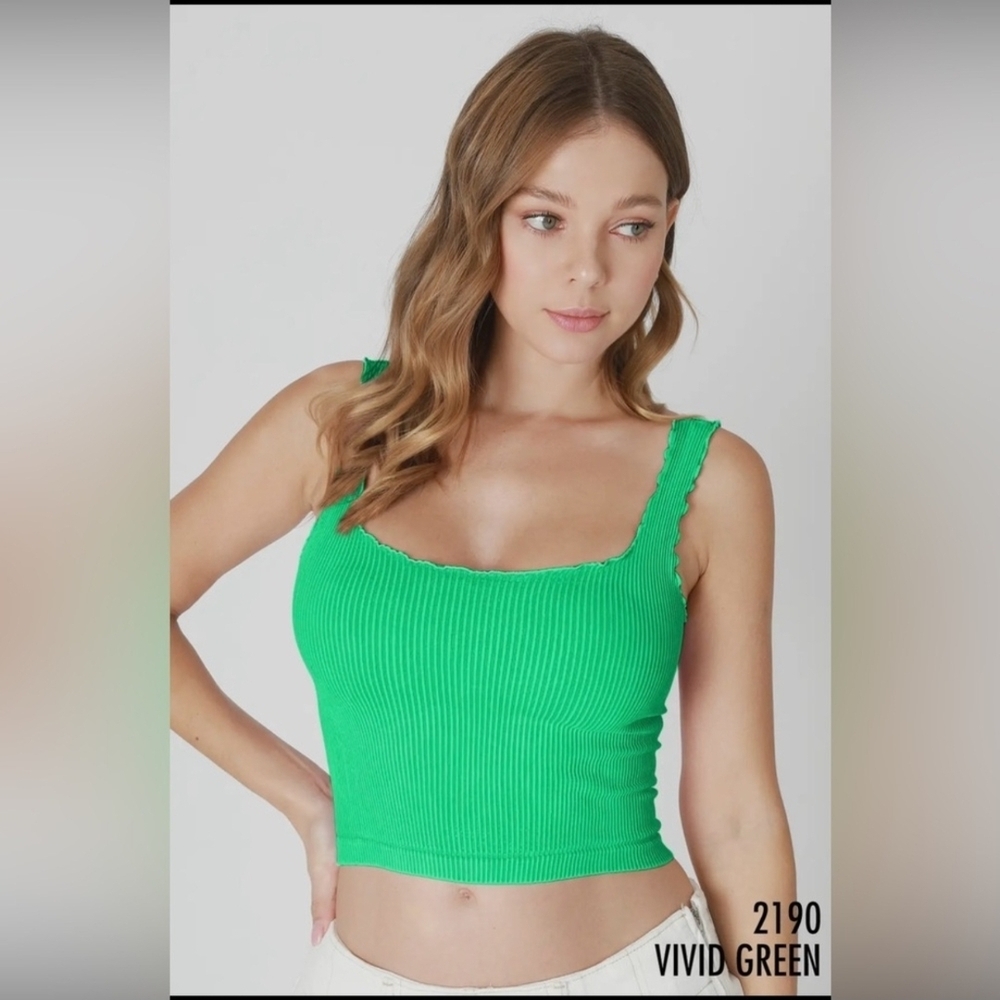 Nikibiki Green Lettuce Ribbed Tank Top
